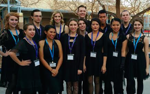 Photo caption: Faiths Honors musical theatre class ready and dressed to present their group number. Photo by unkown