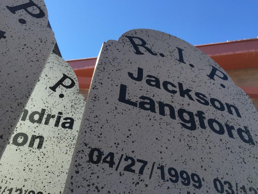 A cemetery on campus symbolizes the lives taken today due to the deadly crash.