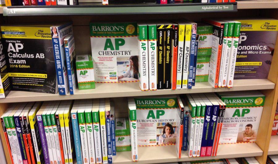 Different kinds of AP Practice Books in the book store. 