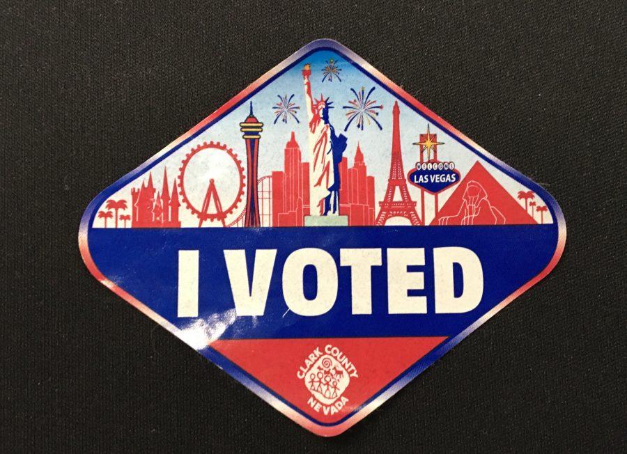 A Las Vegas "I voted" sticker.