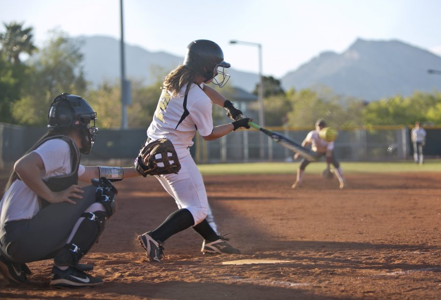 Clara Heislen a sophomore hitting the ball against Arbor View.