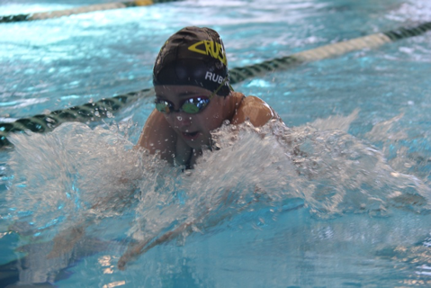 Freshman Sophia Rubino swims the 100 Breaststroke in hopes of making to regionals.