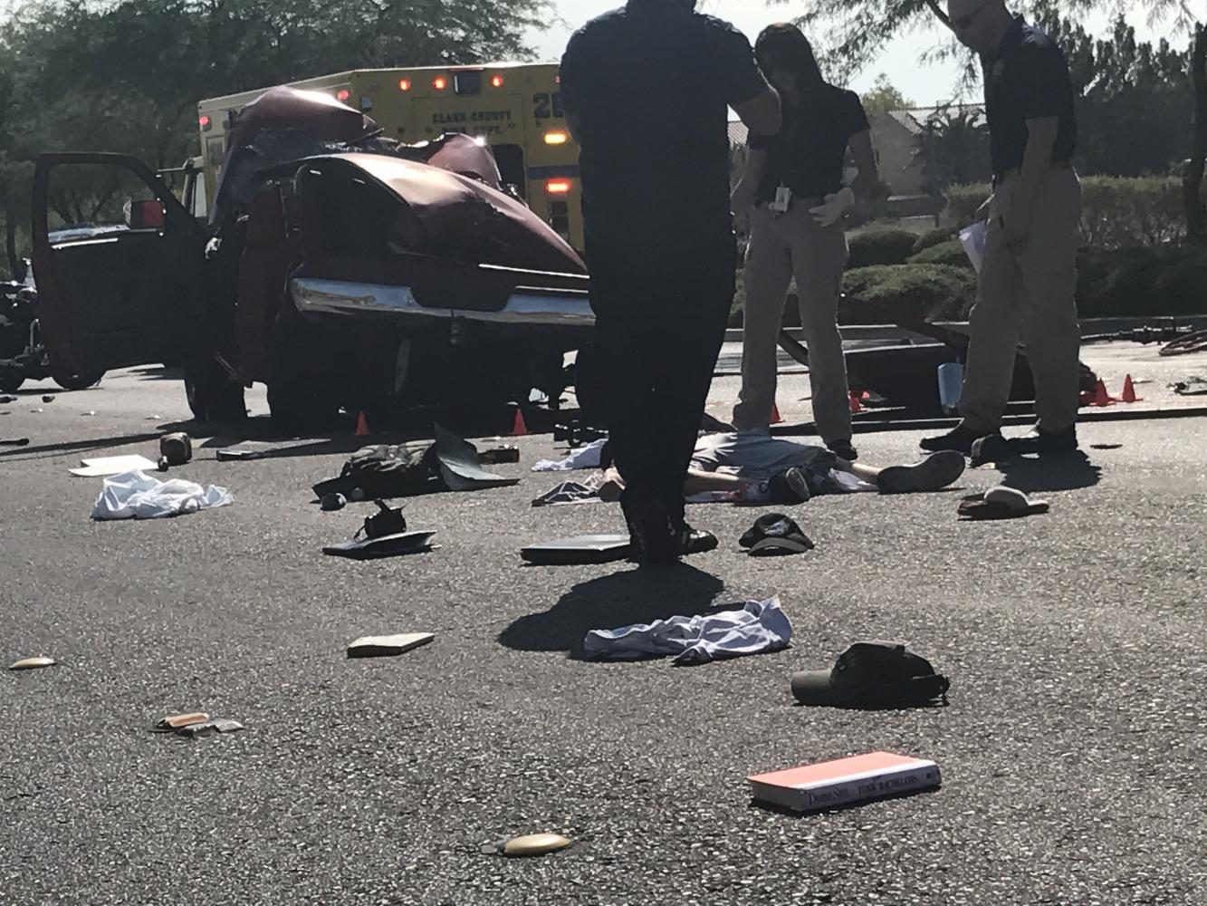Las Vegas Metropolitan Police Department (LVMPD) identify the student who is "dead" at the accident scene simulated for the high school student body. 
