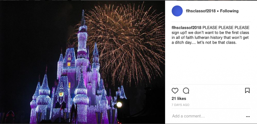 The Faith Lutheran class of 2018's Instagram has been urging students to sign up for this traditional senior trip.