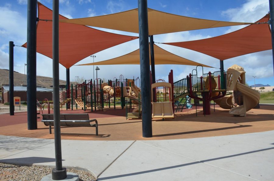 An+empty+playground+in+Summerlin%2C+where+no+children+were+playing.+