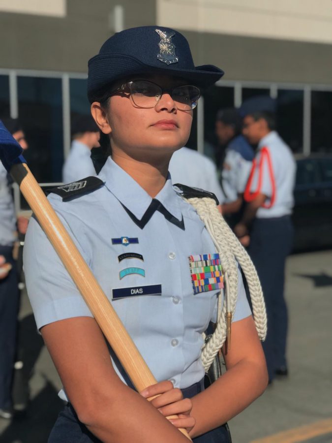 Dias in uniform at a JROTC event