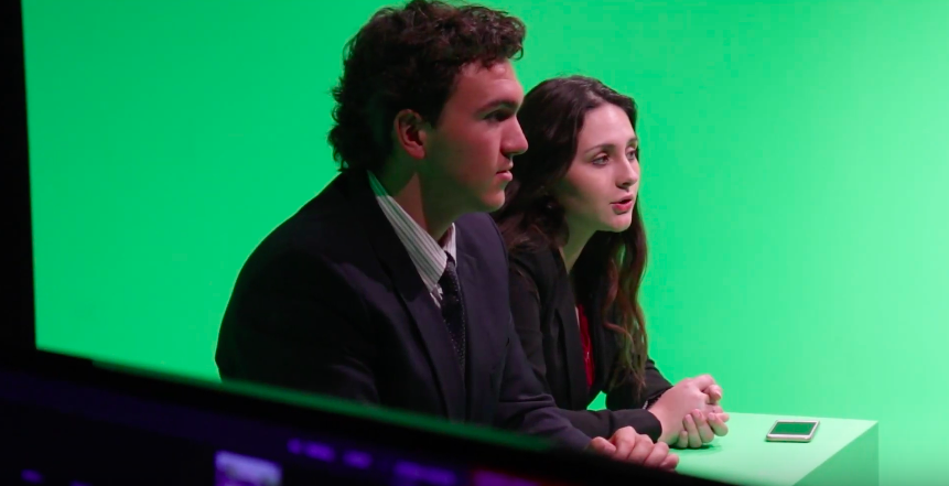 Marcello Blanco and Shae Turner prepare for the broadcast.