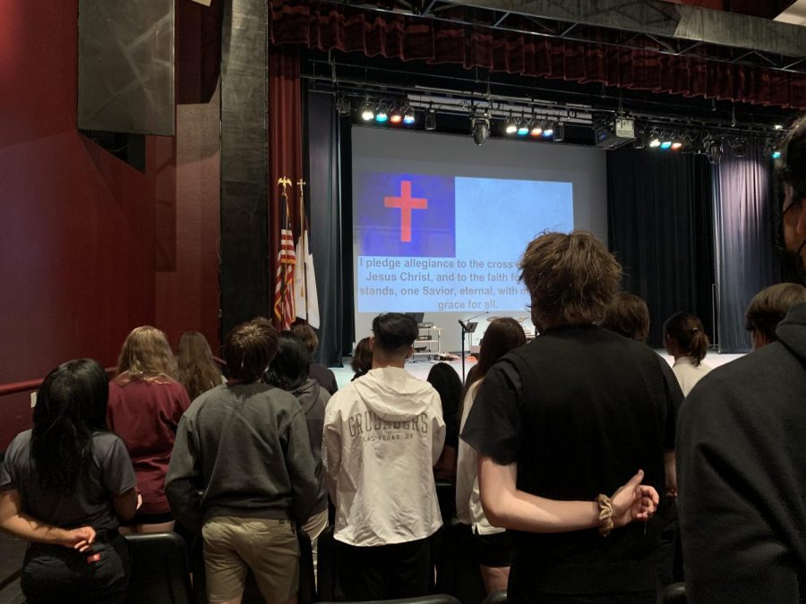 Students+saying+the+pledges+once+a+week+in+chapel.