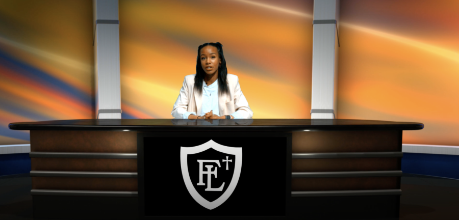 Jordan Jackson delivers this week's news to Faith Lutheran from the new set.